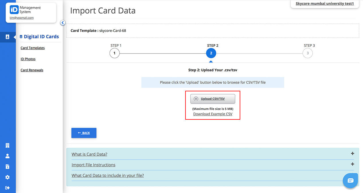 Upload CSV/TSV Upload CSV/TSV