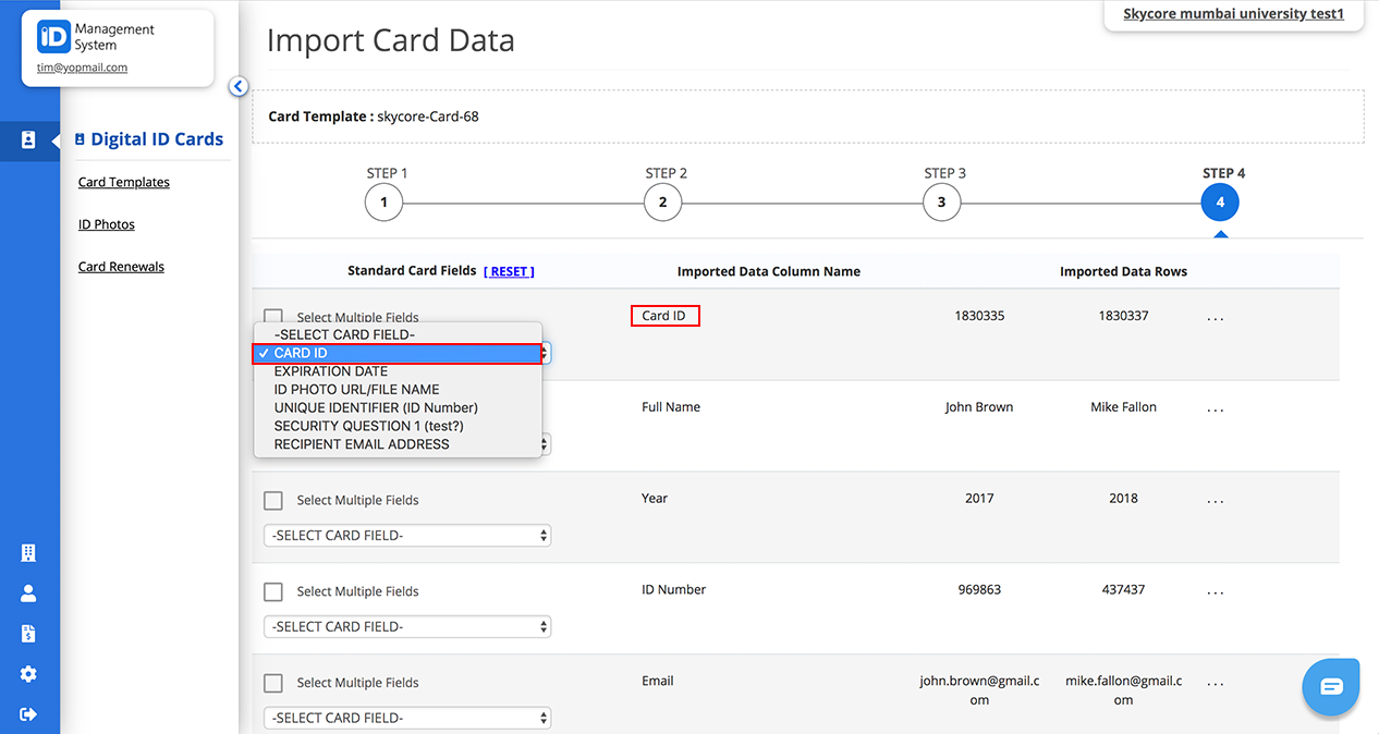 Import Card Data Import Card Data