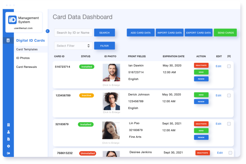 Key features for ID card administrators